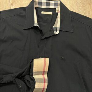 BURBERRY Brit Black Button-down Dress Shirt sz XL